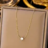 Gold Plated Stainless Steel Anti Tarnish Stone Studded Hexagonal Pendant